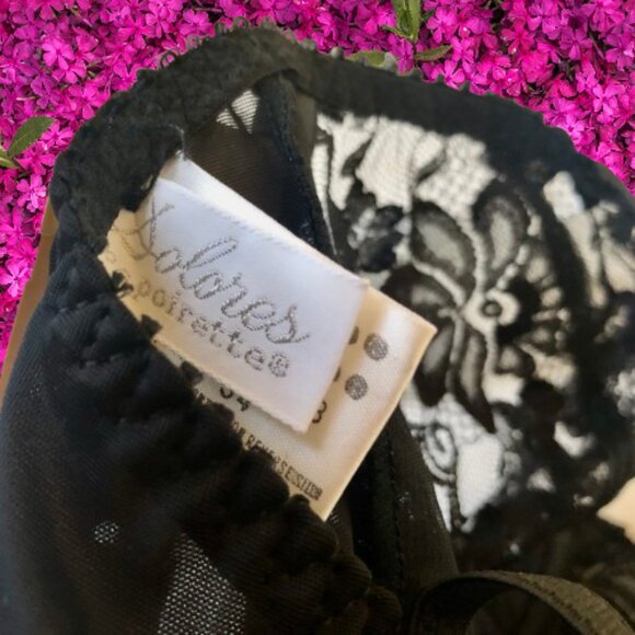 Vintage Dolores For Poirette Vtg 70's Black Lace Teddy Bodysuit ILGWU 34B NEW - Picture 10 of 16